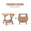 Portable Folding Side Table Square All-Weather and Fade-Resistant Plastic Wood