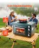 VEVOR Outdoor Oven, 2-in-1 Portable Gas Camping Stove Oven Combo, Adjustable Fire, 60-Minute Timer, Windproof, with Grill Shelf and Roasting Tray