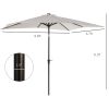 Outsunny 9 x 7 ft Patio Umbrella Outdoor Table Market with Crank Solar LED Lights Tilt Button for Deck Pool White