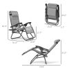 Outsunny Zero Gravity Lounge Chair Set, 2 Pieces Reclining Folding Outdoor Lounge Chairs with Headrest Side Tray, Light Gray