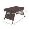 Outsunny Folding Side Table Hand Woven PE Rattan Coffee Table for Balcony Backyard Garden Lawn Brown