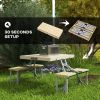 Portable Camping Table and Chairs Set with Umbrella Hole