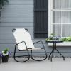 Outsunny Cream White Sling Rocker: Indoor-Outdoor Rocking Chair for Patio Bliss