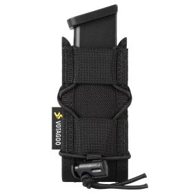 9mm Molle Mag Pouch Open-Top Pistol Mag Pouch Adjustable Tactical Belts (Option: Single-Black)