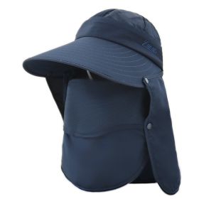 Sun Protection Fishing Hat With Neck Shield (Color: Navy Blue)