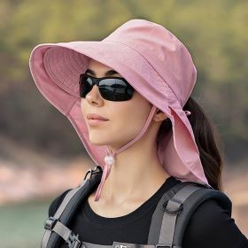 Wide Brim Shawl Ponytail Bucket Hat (Color: 5# Pink)