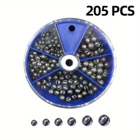 Round Split Shot Weights Set (Quantity: Blue-205pcs)
