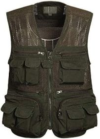 Mens Waistcoat Summer Outdoor Casual Fishing Vest (size: GREEN-L)