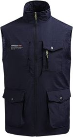 Men's Multi-pocket Casual Quick Dry Vest (size: BLACK-XL)