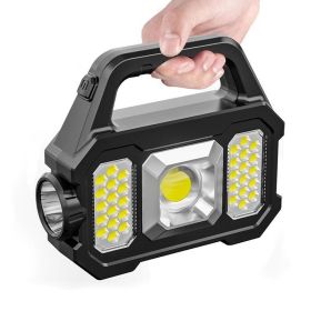Portable Multi-Modes Solar Powered USB Rechargeable Light (Type: Flashlights, Color: Black A)
