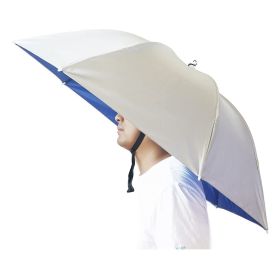35 Inch Hands Free Foldable Anti UV Adjustable Umbrella Cap (size: Single Layer - Silver)
