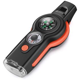 7-in-1 Multifunctional Outdoor Emergency Survival Whistle (Color: Orange)