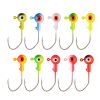 10pcs Round Painted Ball Head Jig Hooks Kit For Soft Baits