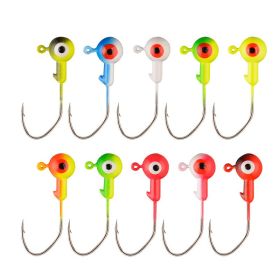 10pcs Round Painted Ball Head Jig Hooks Kit For Soft Baits (Quantity: 10pcs, Color: Color 3.5g)