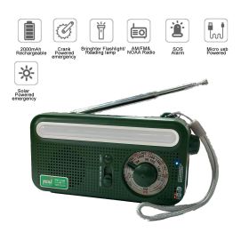 Emergency Radio Hand Crank Solar; Portable Weather Radio With AM/FM/WB/NOAA; (Color: Green)