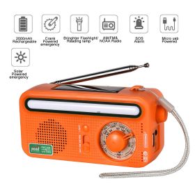 Emergency Radio Hand Crank Solar; Portable Weather Radio With AM/FM/WB/NOAA; (Color: Orange)