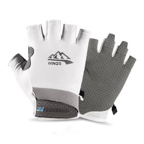 Summer Gloves Anti UV Silk Two Finger Touchscreen (Gloves Size: S, Color: half finger white)