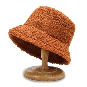 Bucket Hat Lamb Wool (Ships From: China, Color: Orange)