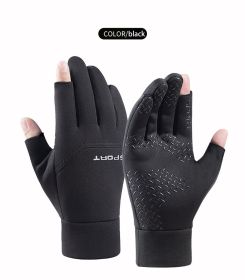 Winter Fishing Gloves (Color: Black, size: L)