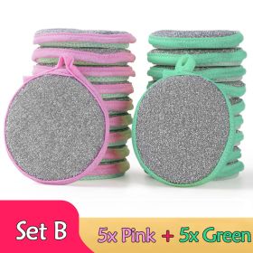5/10pcs; Double Side Dishwashing Sponge (Color: 5x Pink- 5x Green)