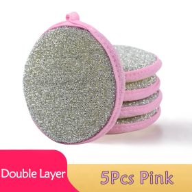 5/10pcs; Double Side Dishwashing Sponge (Color: 5Pcs Pink)
