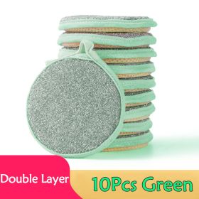 5/10pcs; Double Side Dishwashing Sponge (Color: 10pcs Green)