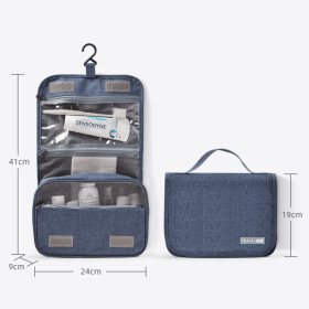 Travel wash bag portable travel travel wash supplies storage bag small dry and wet separation cosmetic box (Color: Navy Blue)