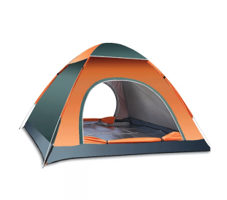 Pop Up Tent 2-3 Person Camping Tent Waterproof Hiking Canopy Shelter For Outdoor (Tent Color: Orange)