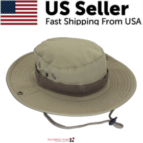 Wide Brim Sun Hat UV Protection Bucket Cap For Hiking Camping Fishing Safari Men (Hat Color: Boonie Khaki)