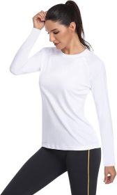 Women's UPF 50+ Sun Protection Long Sleeve Shirts Outdoor Hiking Fishing Tops (Color: No Thumbhole-white, size: X-Small)