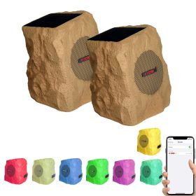 5 Core Rock Speaker Outdoor Waterproof Bluetooth Solar & USB Charging RGB Colors (SKU: GRDNSPK MC PEACH 2PCS)