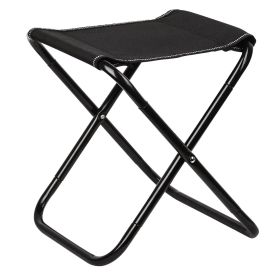 Foldable Camping Stool Portable Travel Chair (Color: Black)