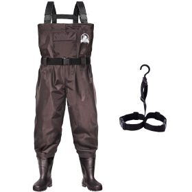 Fishing Waders with Boots Waterproof (Color: Brown, size: Men 11/Women 13)
