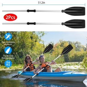 2Pcs Kayak Paddles Aluminum Alloy Detachable Canoe Paddle (Color: Black)