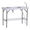 Outsunny Folding Fish Cleaning Table with Sink