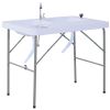 Outsunny Folding Camping Table with Faucet and Dual Water Basins
