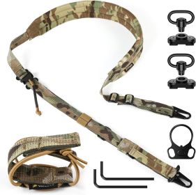 QD Sling 2 Point Sling Quick Adjust Gun Sling with HK Hook Soft Shoulder Pad Sling, Rifle Sling for Hunting Tactical Strap (Color: CAMO)