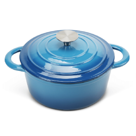 Enameled Cast Iron Dutch Oven with Self Basting Lid; 5QT (Color: Blue)