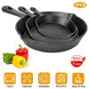 3Pcs Pre-Seasoned Cast Iron Skillet Set 6/8/10in Non-Stick Oven