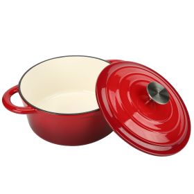 Enameled Cast Iron Dutch Oven with Self Basting Lid; Pot 3QT (Color: Red)