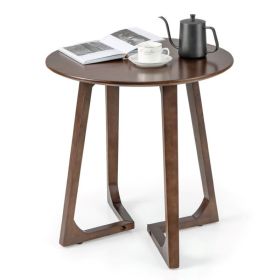 Round End Table Sofa Side Table for Indoor & Outdoor (Type: End Table, Color: Brown)
