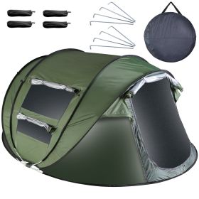 Pop Up Tent Automatic Setup Waterproof with 4 Mosquito Net Windows Carrying Bag (Type: Green_5_8Person_Standard)