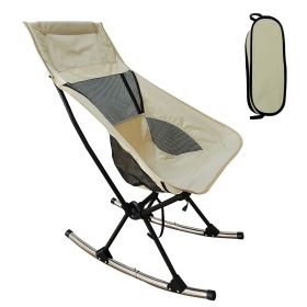 Portable Camping Rocking Chair 198LBS Weight Capacity (Color: Beige)