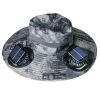Wide Brim Sun Hat With 2 Rechargeable Fans Solar Powered 3 Wind Speeds