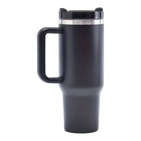 40oz capacity tumbler,  With Handle And Straw Lid (Color: Black)