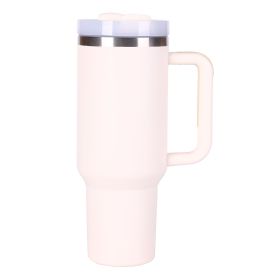 40oz capacity tumbler,  With Handle And Straw Lid (Color: Milky White)