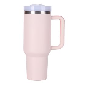 40oz capacity tumbler,  With Handle And Straw Lid (Color: Rose Quartz)