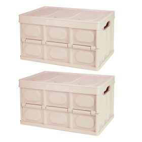 Collapsible Storage Bins With Dustproof Lid Waterproof (Capacity: 30L, Color: Khaki)