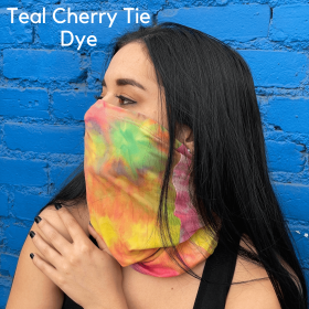 Sports Neck Gaiter Face Mask (Color: Teal Cherry Tie Die)