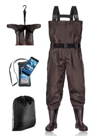 Fishing Waders Chest Waterproof Light Weight (Color: Brown, size: Men 12 / Women 14)